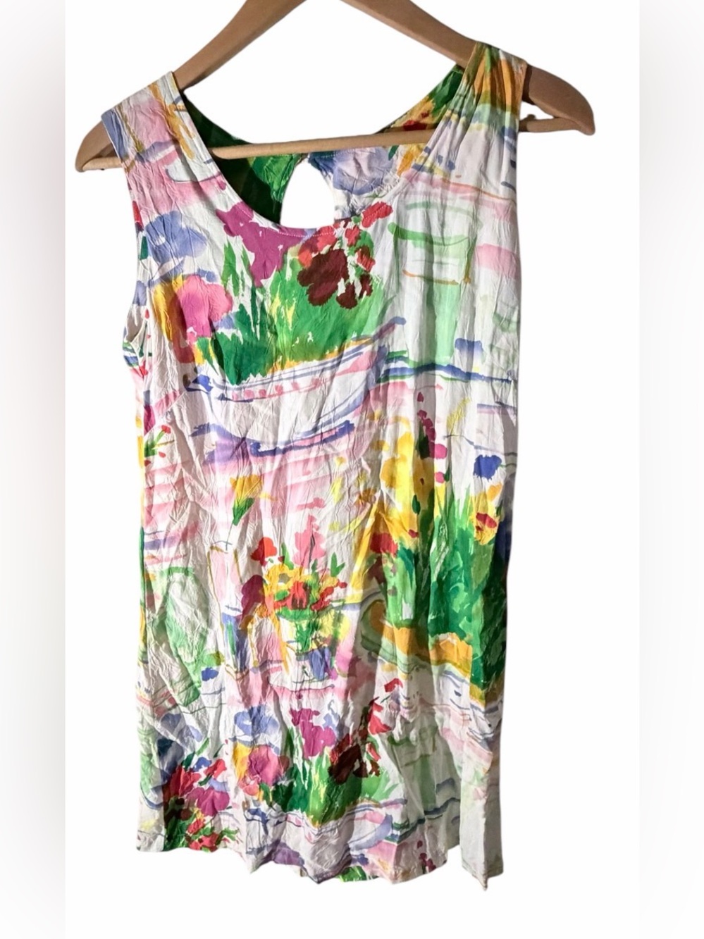 Vintage Jams World Womens Dress Small Floral‎ Hawaiian Watercolor Sleeveless